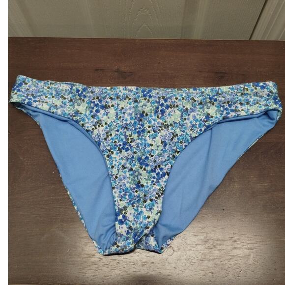 Splendid Size Large Blue Floral 2 Piece Swimsuit Shelf Bra Bikini Top & Bottom - Picture 3 of 7